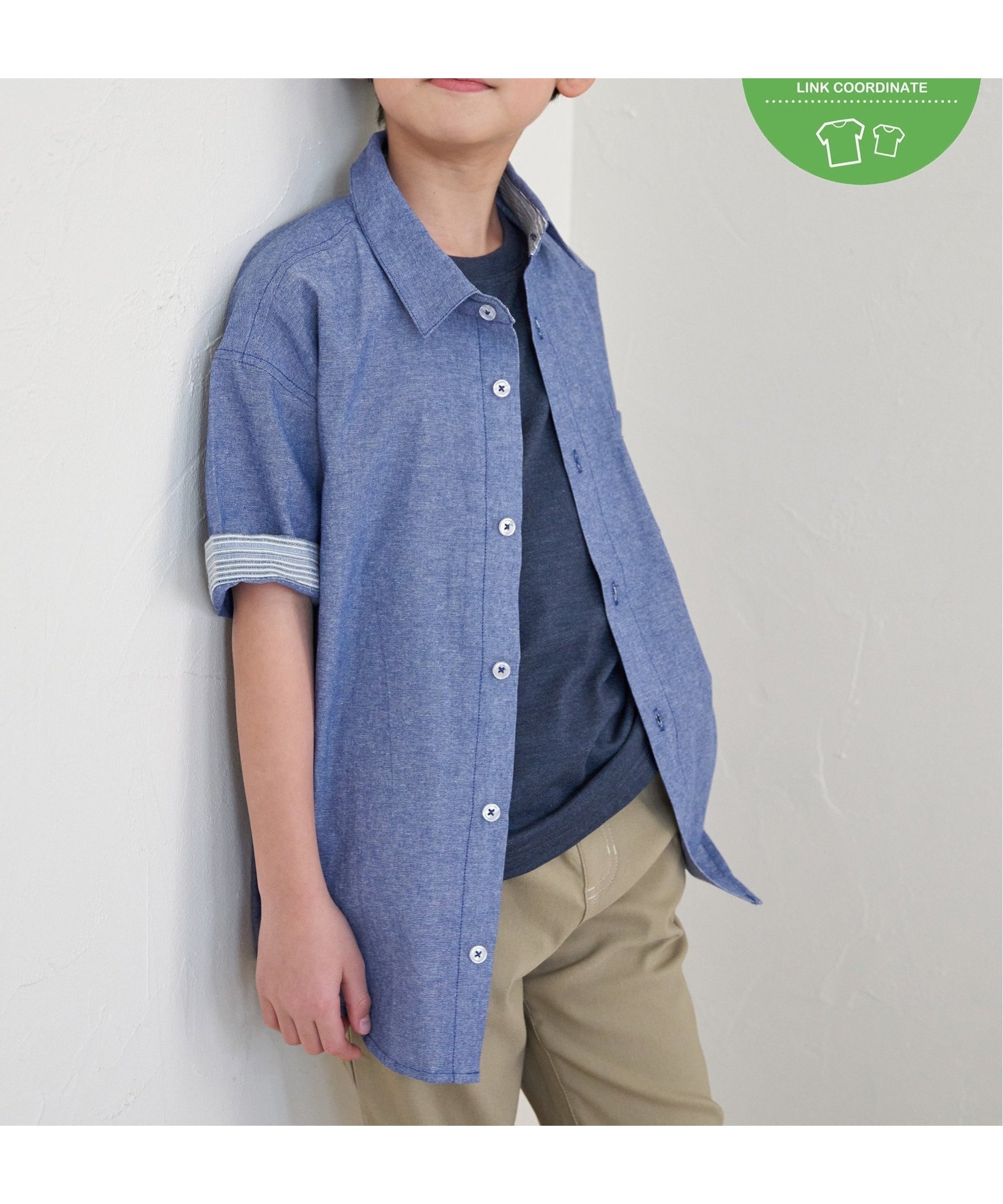 【イッカ/ikka / KIDS】の【親子おそろい】シャンブレー5分袖シャツ(120~160cm) 人気、トレンドファッション・服の通販 founy(ファニー) 　ファッション　Fashion　キッズファッション　KIDS　おすすめ　Recommend　シャンブレー　Chambray　シンプル　Simple　ストライプ　Stripe　メンズ　Mens　ワンポイント　One Point　無地　Plain Color　 other-1|ID: prp329100004547125 ipo3291000000032131787