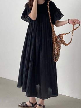 【ドゥーベル/Doux Belle】のロングワンピース 半袖 マキシワンピース 人気、トレンドファッション・服の通販 founy(ファニー) ファッション Fashion レディースファッション Fashion for Women ワンピース Dresses マキシ丈ワンピース・ロングドレス Maxi Dresses / Long One-Pieces スタイリッシュ Stylish, Fashionable スニーカー Sneakers, Trainers ネックレス Necklace, Pendant Necklace パーティ Party, Party Style フリル Frill, Ruffle フレア Flare, Flared マキシ Maxi, Full Length ロング Long, Long-Length 二次会 After Party 半袖 Short Sleeve, Half Sleeve |ID:prp329100004547132