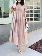 【ドゥーベル/Doux Belle】のロングワンピース 半袖 マキシワンピース 人気、トレンドファッション・服の通販 founy(ファニー) ファッション Fashion レディースファッション Fashion for Women ワンピース Dresses マキシ丈ワンピース・ロングドレス Maxi Dresses / Long One-Pieces スタイリッシュ Stylish, Fashionable スニーカー Sneakers, Trainers ネックレス Necklace, Pendant Necklace パーティ Party, Party Style フリル Frill, Ruffle フレア Flare, Flared マキシ Maxi, Full Length ロング Long, Long-Length 二次会 After Party 半袖 Short Sleeve, Half Sleeve thumbnail グレージュ|ID: prp329100004547132 ipo3291000000032751774