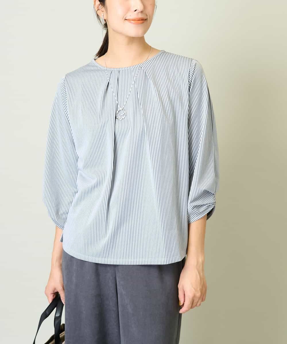 【アー ヴェー ヴェー/a.v.v】のタックスリーブストライプトップス 人気、トレンドファッション・服の通販 founy(ファニー) 　ファッション　Fashion　レディースファッション　Fashion for Women　トップス・カットソー　Cut & Sew Tops　おすすめ　Recommended / Our Picks　インナー　Innerwear　カットソー　Cut and Sewn Top　シンプル　Simple, Minimal　ジャケット　Jacket, Outerwear　スカンツ　Skants, Wide-Leg Culottes　ストライプ　Stripe, Striped Pattern　デニム　Denim, Jeans Material　ビジネス 仕事 通勤　Business / Work / Commuting　再入荷　Restock / Back in Stock　定番　Standard, Basic Item　楽ちん　Easy Fit, Comfortable　秋　Autumn　 other-1|ID: prp329100004547133 ipo3291000000033824283