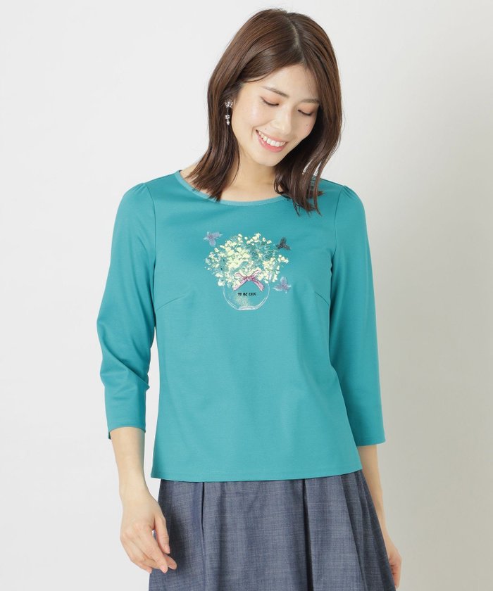 【トゥー ビー シック/TO BE CHIC】のコットンポンチ モチーフカットソー インテリア・キッズ・メンズ・レディースファッション・服の通販 founy(ファニー) https://founy.com/ ファッション Fashion レディースファッション WOMEN トップス・カットソー Tops/Tshirt カットソー Cut and Sewn シルケット Mercerization ドレープ Drape ファブリック Fabric プリント Print |ID: prp329100004547162 ipo3291000000032240745
