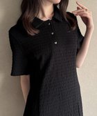 【ジュノア/JUNOAH】のハートボタンストレッチジャガードポロワンピース ブラック|ID: prp329100004547184 ipo3291000000032621673