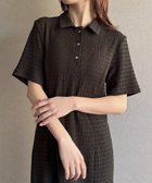 【ジュノア/JUNOAH】のハートボタンストレッチジャガードポロワンピース ブラウン|ID: prp329100004547184 ipo3291000000032621676