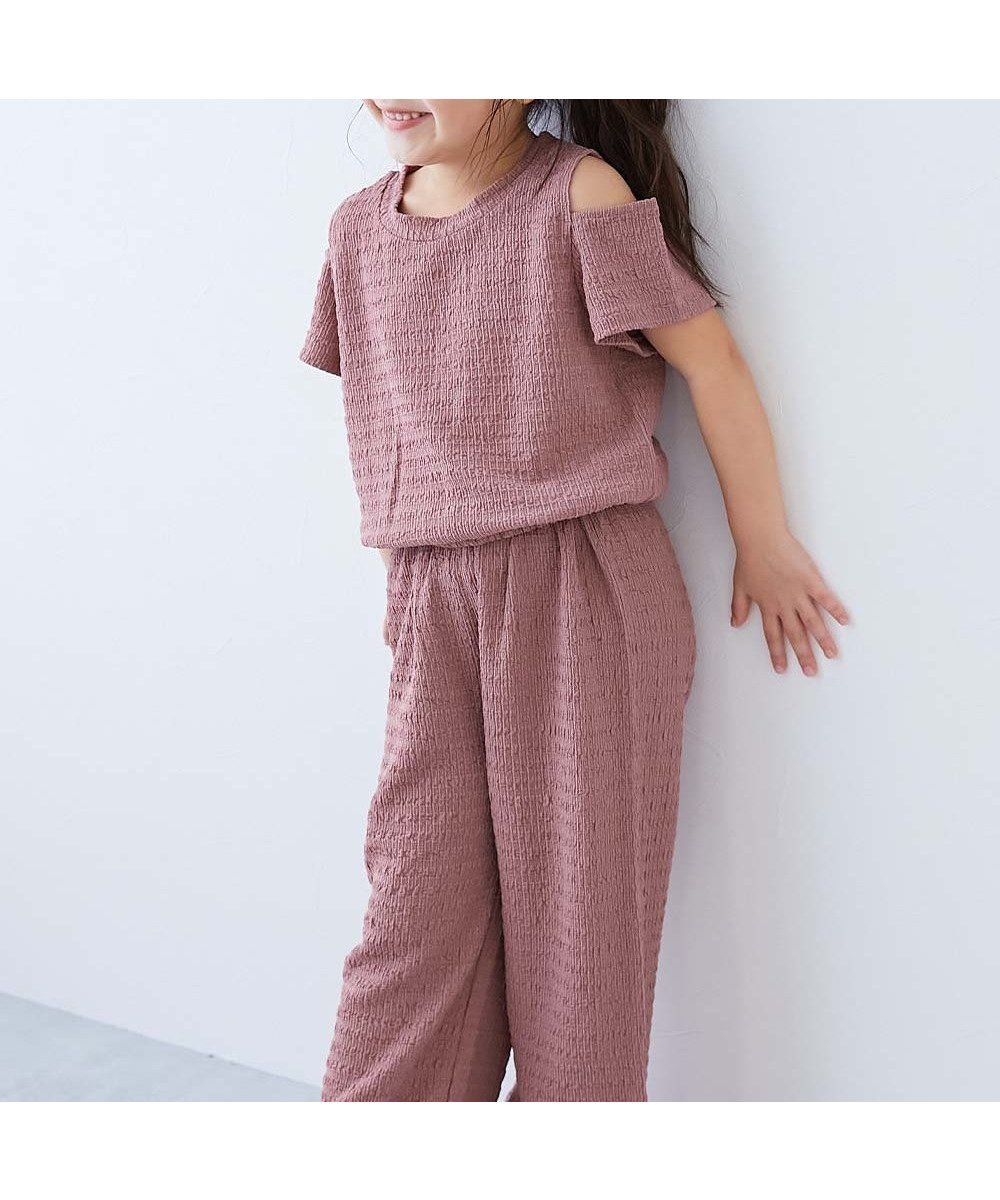 【デビロック/devirock / KIDS】の【セットアップ】肩開きトップス ワイドパンツ セットアップ 25SS インテリア・キッズ・メンズ・レディースファッション・服の通販 founy(ファニー) 　ファッション　Fashion　キッズファッション　KIDS　トップス・カットソー　Tops/Tees/Kids　ボトムス　Bottoms/Kids　セットアップ　Setup/Kids　トップス　Tops　キャミ　Cami　サンダル　Sandals　セットアップ　Set Up　デニム　Denim　リゾート　Resort　ワイド　Wide　おすすめ　Recommend　2025年　2025　2025春夏・S/S　Ss,Spring/Summer,2025　004-くすみピンク|ID: prp329100004547252 ipo3291000000032133337