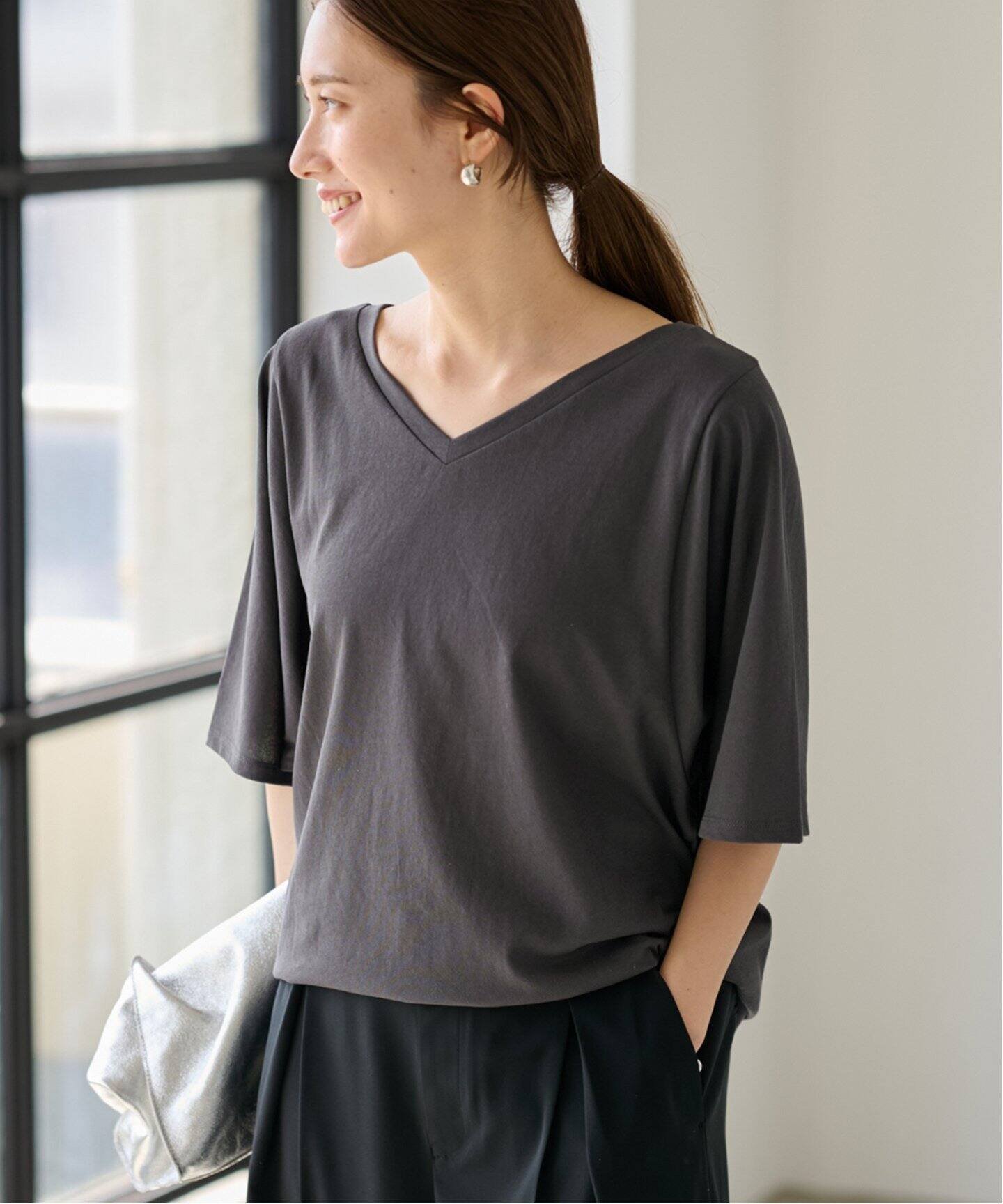 【フレームワーク/FRAMeWORK】のニュアンスTee インテリア・キッズ・メンズ・レディースファッション・服の通販 founy(ファニー) 　ファッション　Fashion　レディースファッション　Fashion for Women　シンプル　Simple, Minimal　リラックス　Relax, Relaxed Fit　ブラック D|ID: prp329100004547253 ipo3291000000032641197