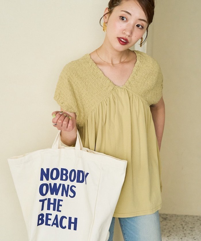 【フリークスストア/FREAK'S STORE】のピグメント 加工 シャーリング Vネック トップス【限定展開】 25SS インテリア・キッズ・メンズ・レディースファッション・服の通販 founy(ファニー) 　ファッション　Fashion　レディースファッション　Fashion for Women　トップス・カットソー　Cut & Sew Tops　Vネックトップス　V-Neck Tops / V-Cut Neckline Shirts　2025年　2025　2025春夏・S/S　Spring/Summer 2025 SS25　シャーリング　Shirring, Ruched　リボン　Ribbon, Bow　夏　Summer　S/S・春夏　SS, Spring/Summer, Warm Season　イエロー|ID: prp329100004547308 ipo3291000000032728487
