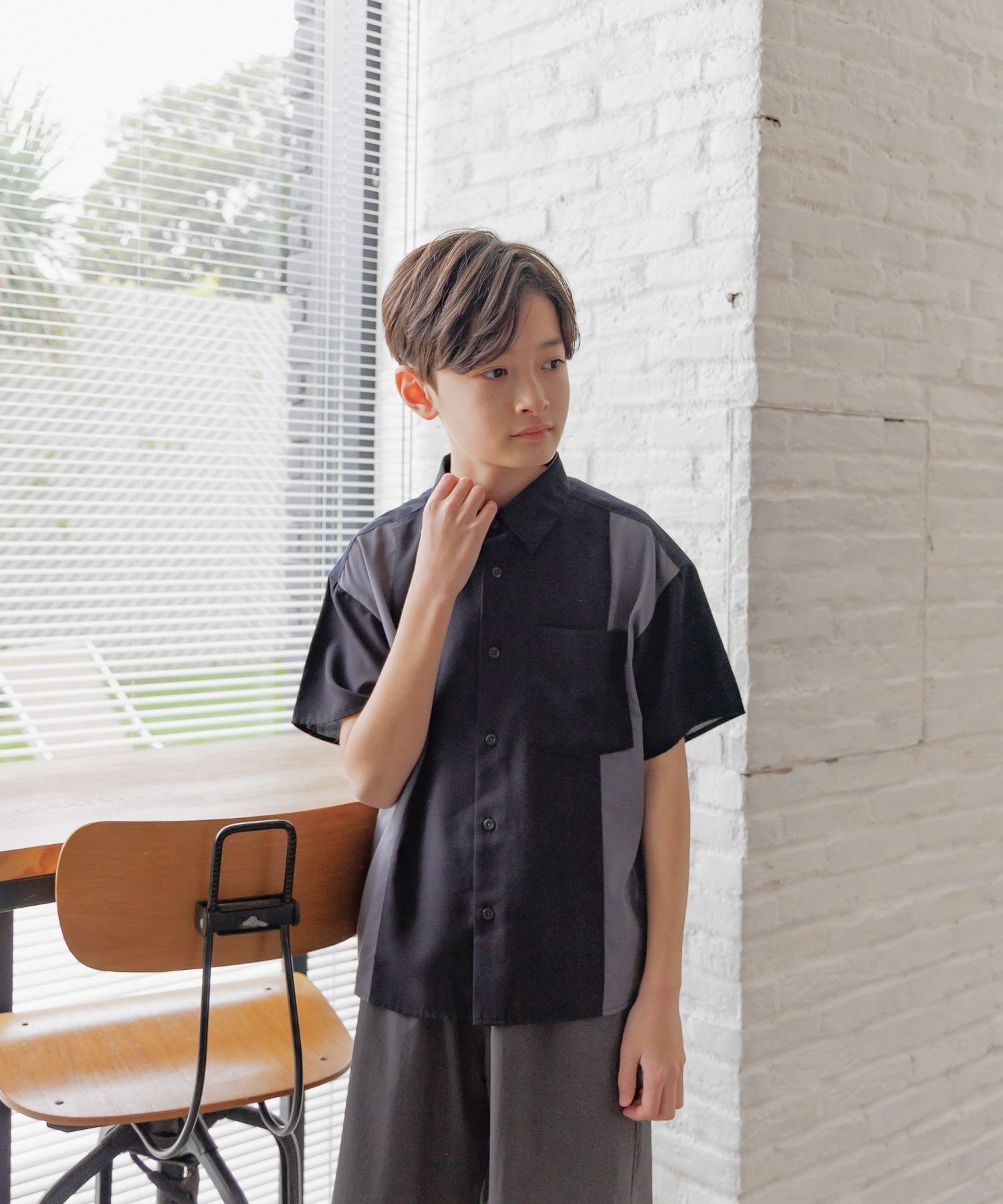 【グローバルワーク/GLOBAL WORK / KIDS】のサラサマ快適シャツ半袖/K/キッズ/289028 インテリア・キッズ・メンズ・レディースファッション・服の通販 founy(ファニー) 　ファッション　Fashion　キッズファッション　KIDS　メンズ　Mens　半袖　Short Sleeve　夏　Summer　羽織　Haori　切り替えブラック09|ID: prp329100004547327 ipo3291000000032134190