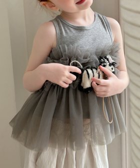 【アイモハ/aimoha / KIDS】の【aimoha-KIDS-】チュールフリル付きノースリーブ 人気、トレンドファッション・服の通販 founy(ファニー) ファッション Fashion キッズファッション KIDS おすすめ Recommend チュール Tulle ドレス Dress ノースリーブ No Sleeve |ID:prp329100004547332