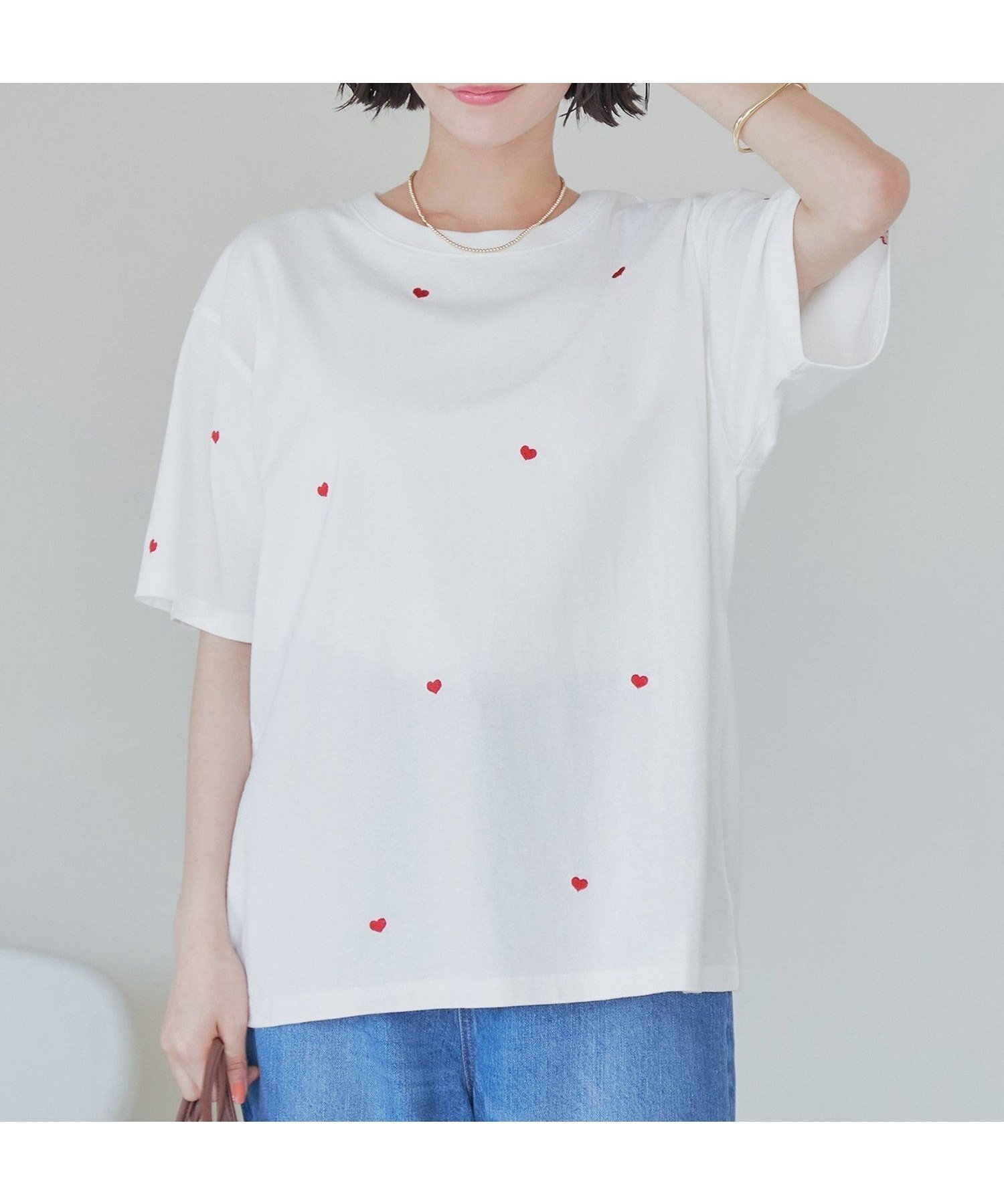 【コーエン/COEN】のSunnySports(サニースポーツ)別注ハート刺繍Tシャツ インテリア・キッズ・メンズ・レディースファッション・服の通販 founy(ファニー) 　ファッション　Fashion　レディースファッション　Ladies' Fashion Online　トップス・カットソー　Tops/Tshirt　シャツ/ブラウス　Shirts/Blouses　ロング / Tシャツ　T-Shirts　スポーツ　Sports　プリント　Print　人気　Popularity　別注　Special Order　夏　Summer　OFF WHITE|ID: prp329100004547342 ipo3291000000032656550
