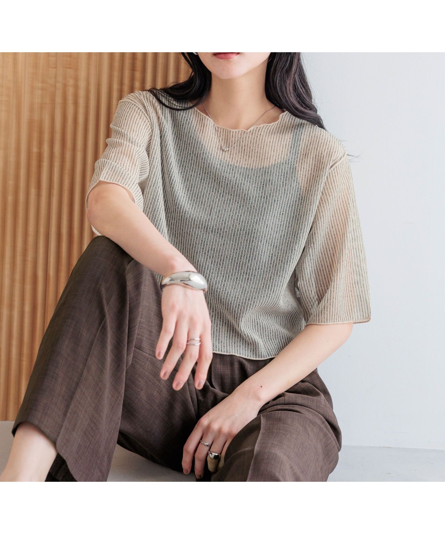 【ローリーズファーム/LOWRYS FARM】の【前後着用可能】シアーラッセル5S 人気、トレンドファッション・服の通販 founy(ファニー) 　ファッション　Fashion　レディースファッション　Ladies' Fashion Online　おすすめ　Recommend　インナー　Inner　キャミワンピース　Cami Dress　シンプル　Simple　ストライプ　Stripe　ラッセル　Russell　ワイド　Wide　 other-1|ID: prp329100004547347 ipo3291000000032699482