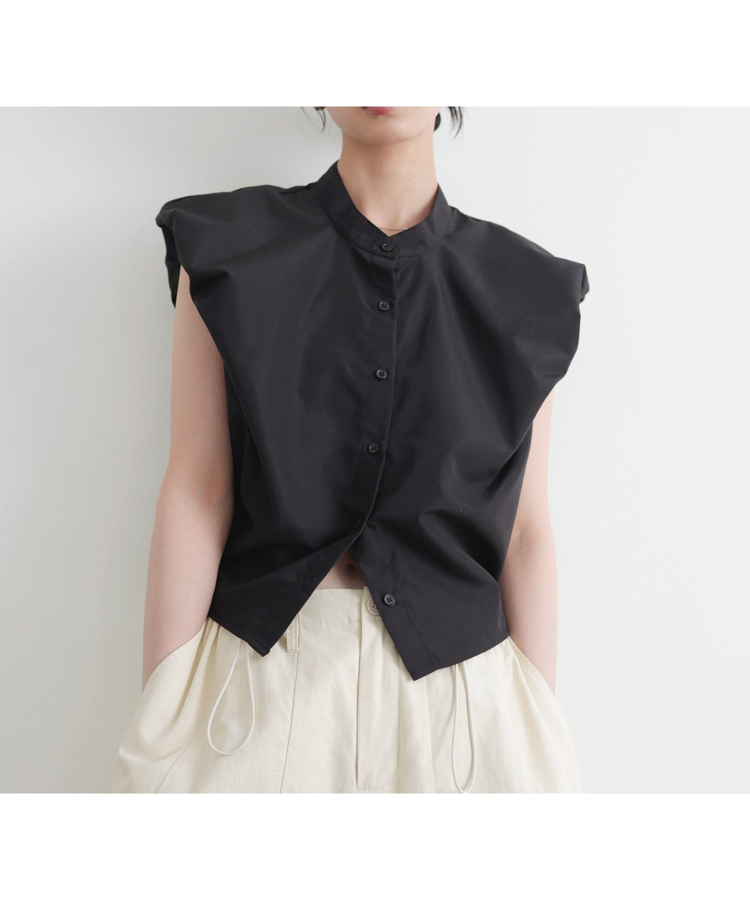 【リアン/Lian】のバルーンショルダーブラウス インテリア・キッズ・メンズ・レディースファッション・服の通販 founy(ファニー) 　ファッション　Fashion　レディースファッション　WOMEN　トップス・カットソー　Tops/Tshirt　シャツ/ブラウス　Shirts/Blouses　ノースリーブ　No Sleeve　ブラック|ID: prp329100004547482 ipo3291000000032266135