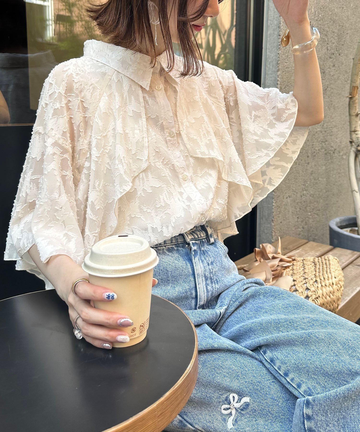 【マジェスティック レゴン/MAJESTIC LEGON】のシアーケープブラウス インテリア・キッズ・メンズ・レディースファッション・服の通販 founy(ファニー) 　ファッション　Fashion　レディースファッション　Ladies' Fashion Online　トップス・カットソー　Tops/Tshirt　シャツ/ブラウス　Shirts/Blouses　エレガント 上品　Elegant　スリーブ　Sleeve　ダウン　Down　トレンド　Trend　フレア　Flare　ミニスカート　Mini Skirt　ロング　Long　再入荷　Restock/Back In Stock/Re Arrival　おすすめ　Recommend　柄A|ID: prp329100004547614 ipo3291000000032628191