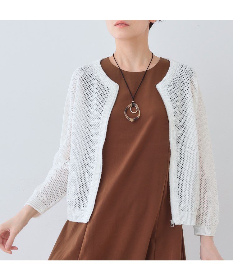 【インディヴィ/INDIVI】の【洗える/コットン100%】メッシュ柄ニットブルゾン 人気、トレンドファッション・服の通販 founy(ファニー) 　ファッション　Fashion　レディースファッション　Fashion for Women　アウター　Coat / Outerwear Collection　ブルゾンジャケット・スポーティアウター　Blouson Jackets　トップス・カットソー　Cut & Sew Tops　ニット　Knit Tops & Sweaters　春　Spring　洗える　Machine Washable　カーディガン　Cardigan, Knitwear　キャミソール　Camisole, Spaghetti Strap Top　シアー　Sheer, See-Through　ショート　Short, Short Length　スリーブ　Sleeve, Long Sleeve / Short Sleeve　バランス　Balance, Style Balance　フロント　Front, Front Design　ブルゾン　Blouson, Bomber Jacket　メッシュ　Mesh, Net Fabric　リラックス　Relax, Relaxed Fit　ロング　Long, Long-Length　ワイド　Wide, Wide Fit　S/S・春夏　SS, Spring/Summer, Warm Season　おすすめ　Recommended / Our Picks　夏　Summer　 other-1|ID: prp329100004547639 ipo3291000000032742950