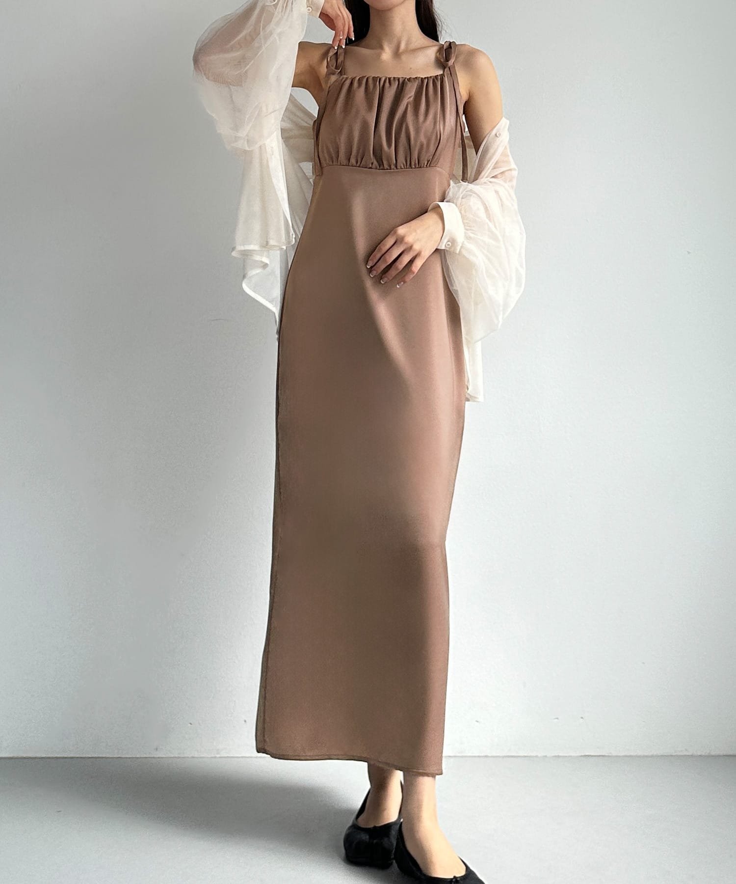 【ジュノア/JUNOAH】のLouere Iラインワンピース インテリア・キッズ・メンズ・レディースファッション・服の通販 founy(ファニー) 　ファッション　Fashion　レディースファッション　Ladies' Fashion Online　ワンピース　Dress　モカ|ID: prp329100004547946 ipo3291000000032532256