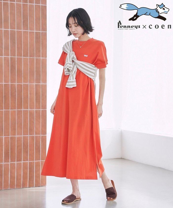 【コーエン/COEN】のPENNEYS(ぺニーズ)別注 カノコフレアワンピース インテリア・キッズ・メンズ・レディースファッション・服の通販 founy(ファニー) https://founy.com/ ファッション Fashion レディースファッション WOMEN ワンピース Dress カーディガン Cardigan コレクション Collection 鹿の子 Pique スリーブ Sleeve フレンチ French 別注 Special Order おすすめ Recommend 夏 Summer |ID: prp329100004547964 ipo3291000000032462262