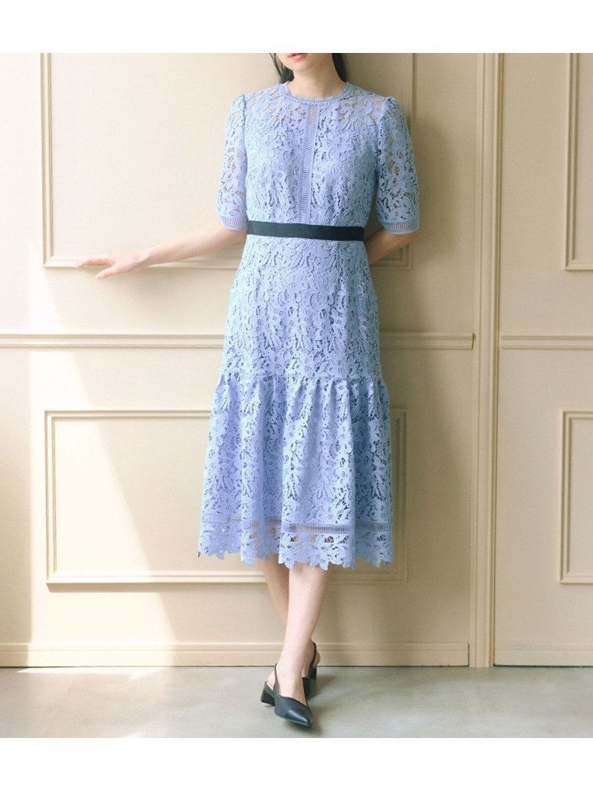 【セルフォード/CELFORD】のレースワンピース インテリア・キッズ・メンズ・レディースファッション・服の通販 founy(ファニー) 　ファッション　Fashion　レディースファッション　WOMEN　ワンピース　Dress　フラワー　Flower　モチーフ　Motif　レース　Race　エレガント 上品　Elegant　定番　Standard　BLU[086]|ID: prp329100004547974 ipo3291000000032260090