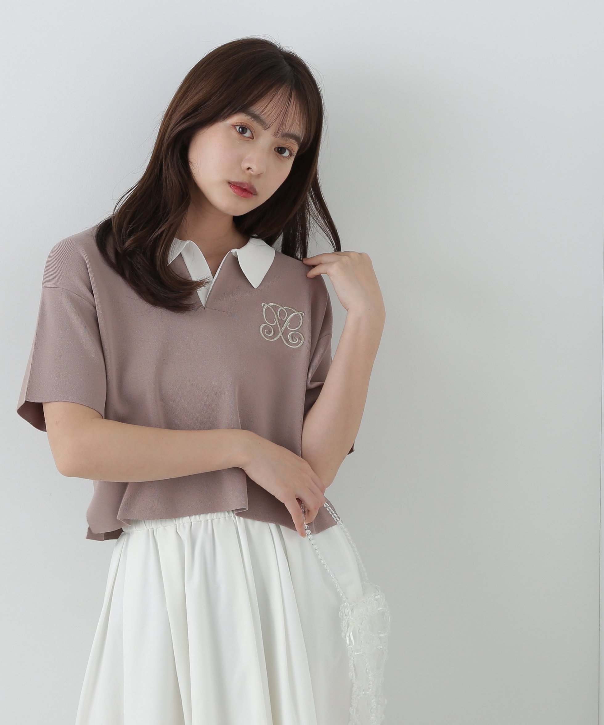 【プロポーション ボディドレッシング/PROPORTION BODY DRESSING】の半袖ラガーニット インテリア・キッズ・メンズ・レディースファッション・服の通販 founy(ファニー) 　ファッション　Fashion　レディースファッション　WOMEN　トップス・カットソー　Tops/Tshirt　ニット　Knit Tops　デニム　Denim　トレンド　Trend　フレア　Flare　半袖　Short Sleeve　ブラウン×ホワイト|ID: prp329100004547995 ipo3291000000032263863