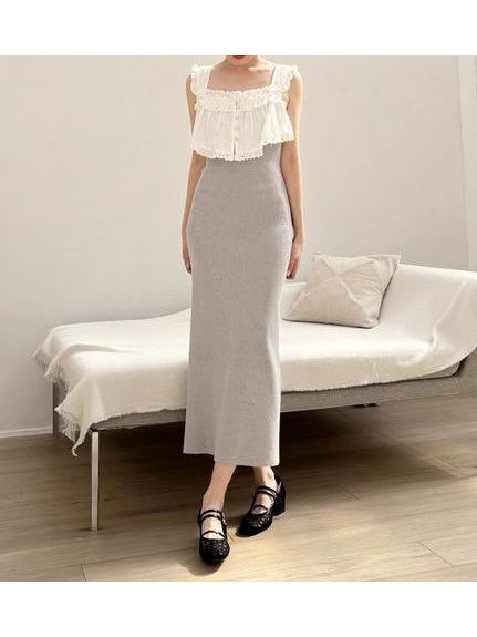 【スナイデル/SNIDEL】のレースドッキングニットワンピース インテリア・キッズ・メンズ・レディースファッション・服の通販 founy(ファニー) 　ファッション　Fashion　レディースファッション　Ladies' Fashion Online　ワンピース　Dress　ニットワンピース　Knit Dresses　おすすめ　Recommend　トレンド　Trend　ドッキング　Docking　フィット　Fit　フェミニン　Feminine　レース　Race　ロマンティック　Romantic　GRY[006]|ID: prp329100004548082 ipo3291000000032638714
