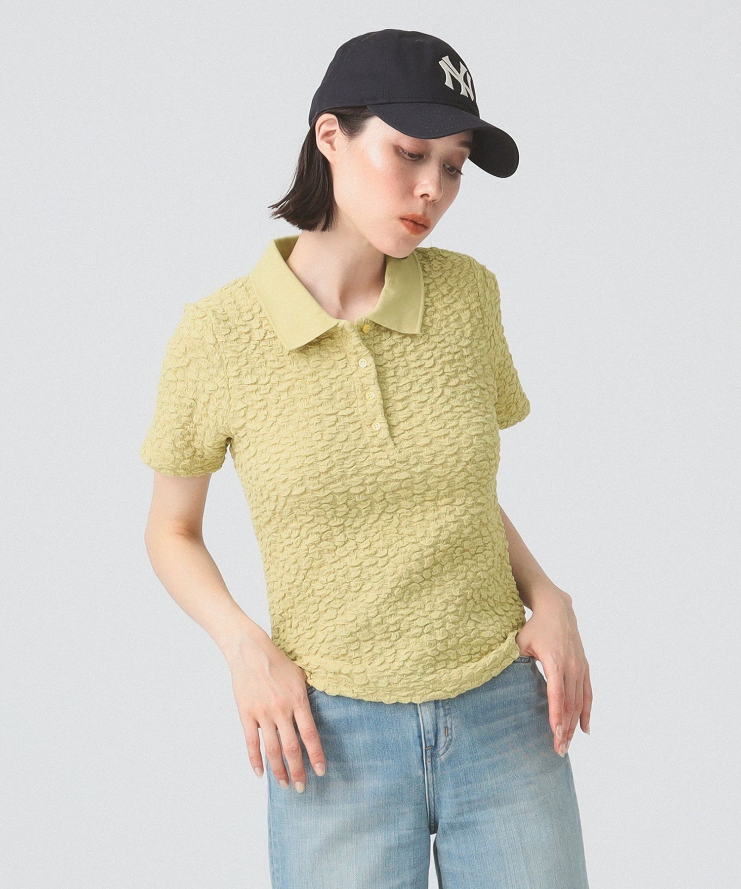 【ビームス ウイメン/BEAMS】の【待望の再入荷/ポロシャツ/襟付き/半袖】フクレジャカード ポロ 25AW インテリア・キッズ・メンズ・レディースファッション・服の通販 founy(ファニー) 　ファッション　Fashion　レディースファッション　Fashion for Women　トップス・カットソー　Cut & Sew Tops　シャツ・ブラウス・オフィスカジュアル　Elegant Blouses & Button-Ups　ポロシャツ・きれいめカジュアル　Smart-Casual Polo Tops　クラシカル　Classical, Vintage-Inspired　シンプル　Simple, Minimal　ジャカード／ジャガード　Jacquard, Woven Pattern　スマート　Smart, Elegant　スラックス　Slacks, Dress Pants　デコルテ　Décolleté, Neckline　デニム　Denim, Jeans Material　トレンド　Trend, Trending Now　フレア　Flare, Flared　ポロシャツ　Polo Shirt, Collared Tee　半袖　Short Sleeve, Half Sleeve　リラックス　Relax, Relaxed Fit　ワイド　Wide, Wide Fit　再入荷　Restock / Back in Stock　エレガント 上品　Elegant　2025年　2025　2025-2026秋冬・A/W　Autumn/Winter 2025–26 AW25–26　YELLOW|ID: prp329100004548251 ipo3291000000033336906