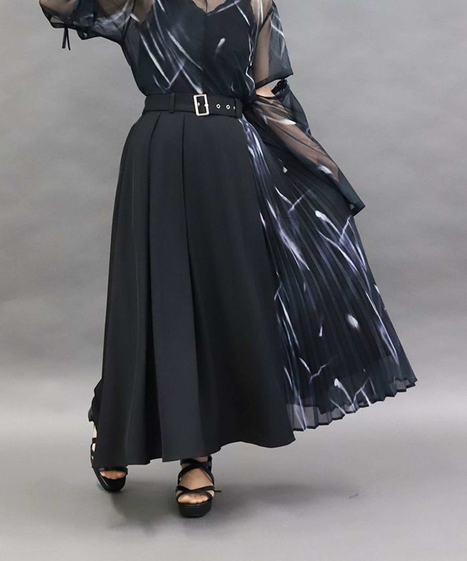 【アクシーズファム/axes femme】のプリーツ切り替えスカート インテリア・キッズ・メンズ・レディースファッション・服の通販 founy(ファニー) 　ファッション　Fashion　レディースファッション　WOMEN　スカート　Skirt　おすすめ　Recommend　プリーツ　Pleats　マーブル　Marble　黒|ID: prp329100004548297 ipo3291000000032277692