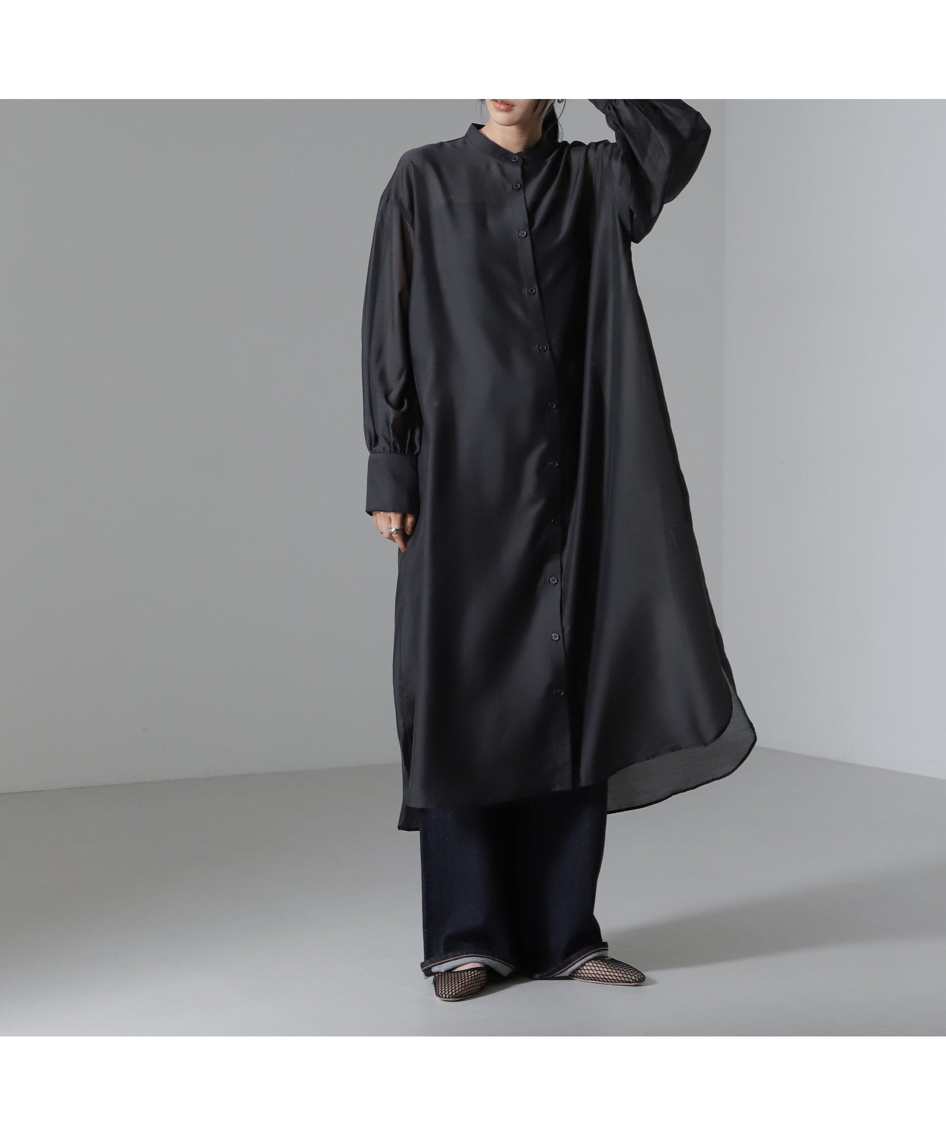 【ナノ ユニバース/nano universe】のシアーマキシシャツワンピース インテリア・キッズ・メンズ・レディースファッション・服の通販 founy(ファニー) 　ファッション　Fashion　レディースファッション　Ladies' Fashion Online　ワンピース　Dress　シャツワンピース　Shirt Dresses　エアリー　Airy　カーディガン　Cardigan　シアー　Sheer　シンプル　Simple　デニム　Denim　羽織　Haori　マキシ　Maxi　ヨーク　Yoke　リラックス　Relax　おすすめ　Recommend　2024年　2024　2024-2025秋冬・A/W　Aw/Autumn/Winter/Fw/Fall/2024-2025　ブラック|ID: prp329100004548395 ipo3291000000032566131