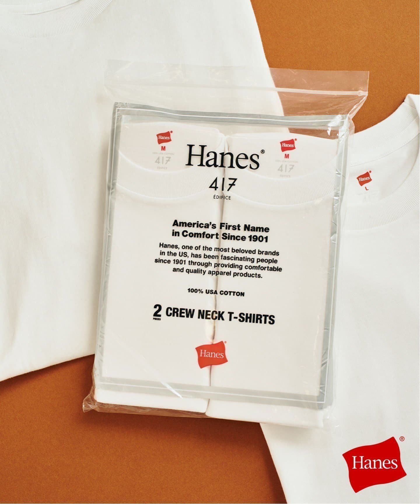 【フォーワンセブン エディフィス/417 EDIFICE】の2枚セット HANES / ヘインズ417別注 New USコットンクルーネックTシャツ 人気、トレンドファッション・服の通販 founy(ファニー) 　ファッション　Fashion　レディースファッション　Ladies' Fashion Online　トップス・カットソー　Tops/Tshirt　シャツ/ブラウス　Shirts/Blouses　ロング / Tシャツ　T-Shirts　おすすめ　Recommend　別注　Special Order　 other-1|ID: prp329100004548406 ipo3291000000032611116