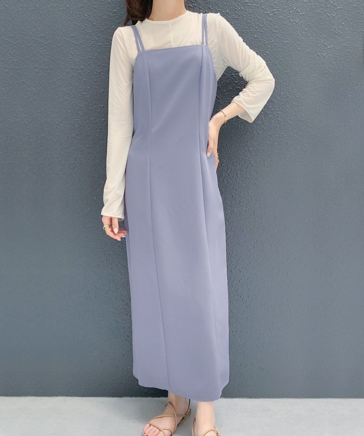 【ジュノア/JUNOAH】のIラインキャミワンピース インテリア・キッズ・メンズ・レディースファッション・服の通販 founy(ファニー) 　ファッション　Fashion　レディースファッション　Ladies' Fashion Online　ワンピース　Dress　キャミワンピース　No Sleeve Dresses　ブルー|ID: prp329100004548422 ipo3291000000032519279