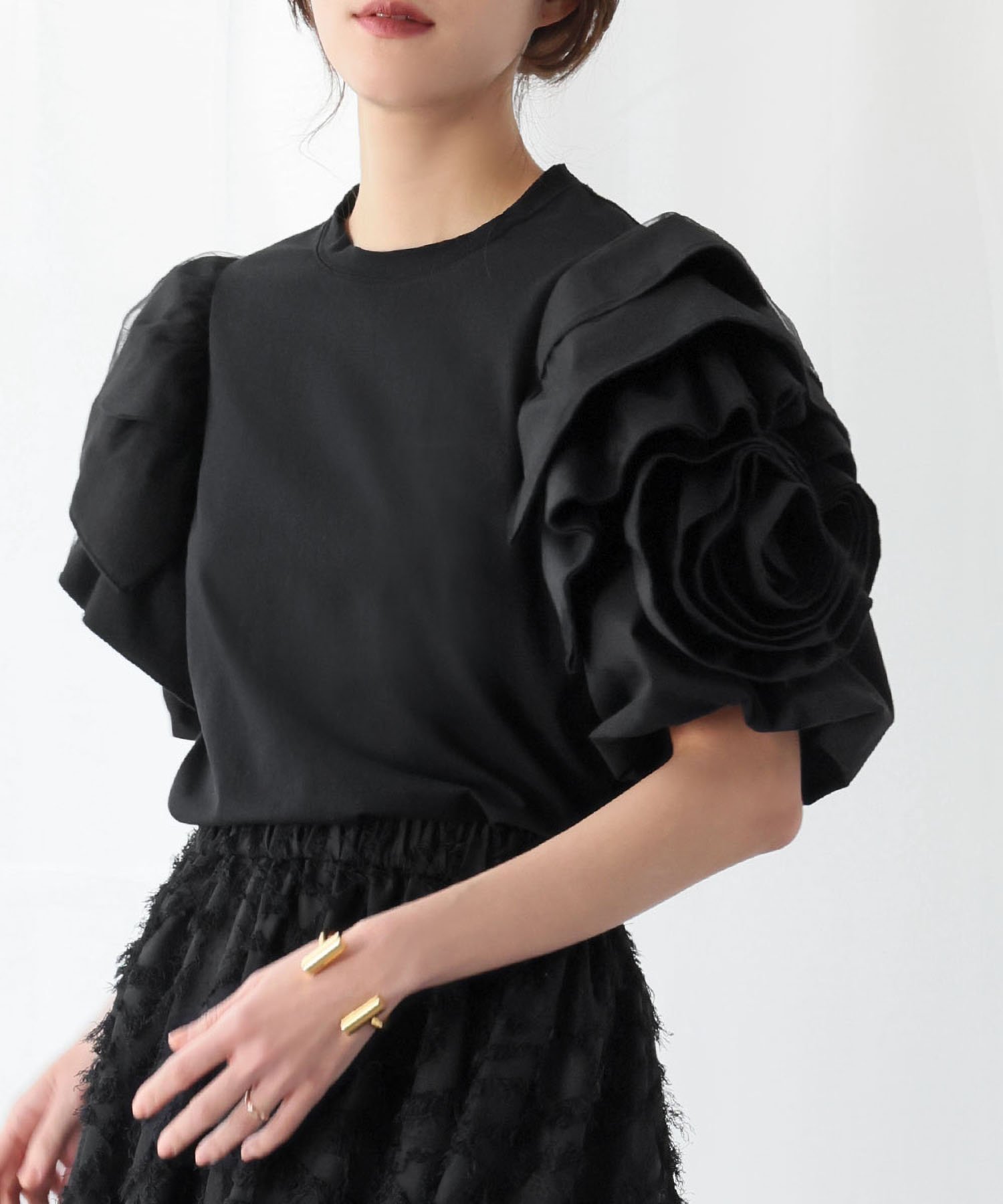 【ガール/GIRL】のバルーンスリーブフリルモチーフカットソー 人気、トレンドファッション・服の通販 founy(ファニー) 　ファッション　Fashion　レディースファッション　WOMEN　トップス・カットソー　Tops/Tshirt　カットソー　Cut and Sewn　カットソー　Cut And Sew　ガーリー　Girly　コンシャス　Conscious　シンプル　Simple　スラックス　Slacks　スリーブ　Sleeve　デニム　Denim　ドッキング　Docking　フラワー　Flower　モチーフ　Motif　再入荷　Restock/Back In Stock/Re Arrival　おすすめ　Recommend　エレガント 上品　Elegant　 other-1|ID: prp329100004548432 ipo3291000000032143678