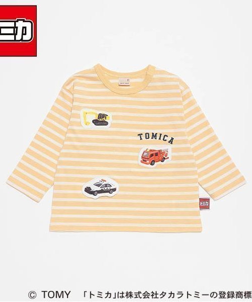 【その他のブランド/Other】の【TOMICA】ボーダーアップリケ長袖Tシャツ インテリア・キッズ・メンズ・レディースファッション・服の通販 founy(ファニー) 　ファッション　Fashion　キッズファッション　KIDS　おすすめ　Recommend　インナー　Inner　ベーシック　Basic　ボーダー　Border　ポケット　Pocket　春　Spring　秋　Autumn/Fall　長袖　Long Sleeve　黄|ID: prp329100004548484 ipo3291000000032144273