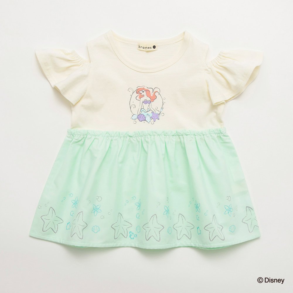 【ブランシェス/branshes / KIDS】の【DisneyCollection/ディズニーコレクション】肩あき半袖チュニック インテリア・キッズ・メンズ・レディースファッション・服の通販 founy(ファニー) 　ファッション　Fashion　キッズファッション　KIDS Children’s Clothing　ガーリー　Girly　キャラクター　Character　ギフト プレゼント　Gift Present　グリッター　Glitter　コレクション　Collection　チュニック　Tunic　マーメイド　Mermaid　ラベンダー　Lavender　半袖　Short Sleeve　ライトグリーン|ID: prp329100004548531 ipo3291000000032655410