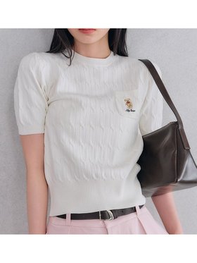 【リリーブラウン/Lily Brown】 Lily Bearケーブルニットプルオーバー人気、トレンドファッション・服の通販 founy(ファニー) ファッション Fashion レディースファッション Ladies' Fashion Online トップス・カットソー Tops/Tshirt ニット Knit Tops プルオーバー Pullover カラフル Colorful クラシカル Classical サマー Summer スカーフ Scarf スタンダード Standard ワンポイント One Point 夏 Summer |ID:prp329100004548539