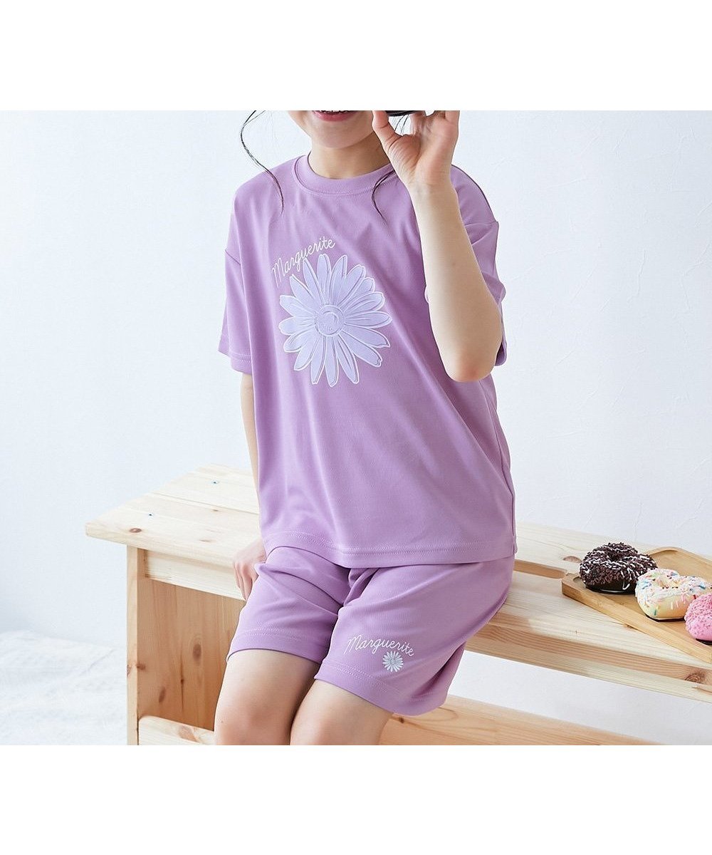 【デビロック/devirock / KIDS】の【普段着でもルームウェアでも】デビラボROOM速乾サラっとストレッチメッシュパジャマ 25SS インテリア・キッズ・メンズ・レディースファッション・服の通販 founy(ファニー) 　ファッション　Fashion　キッズファッション　KIDS　ストレッチ　Stretch　パジャマ　Pajamas　プリント　Print　メッシュ　Mesh　2025年　2025　2025春夏・S/S　Ss,Spring/Summer,2025　012-フラワー-Lラベンダー|ID: prp329100004548599 ipo3291000000032145635