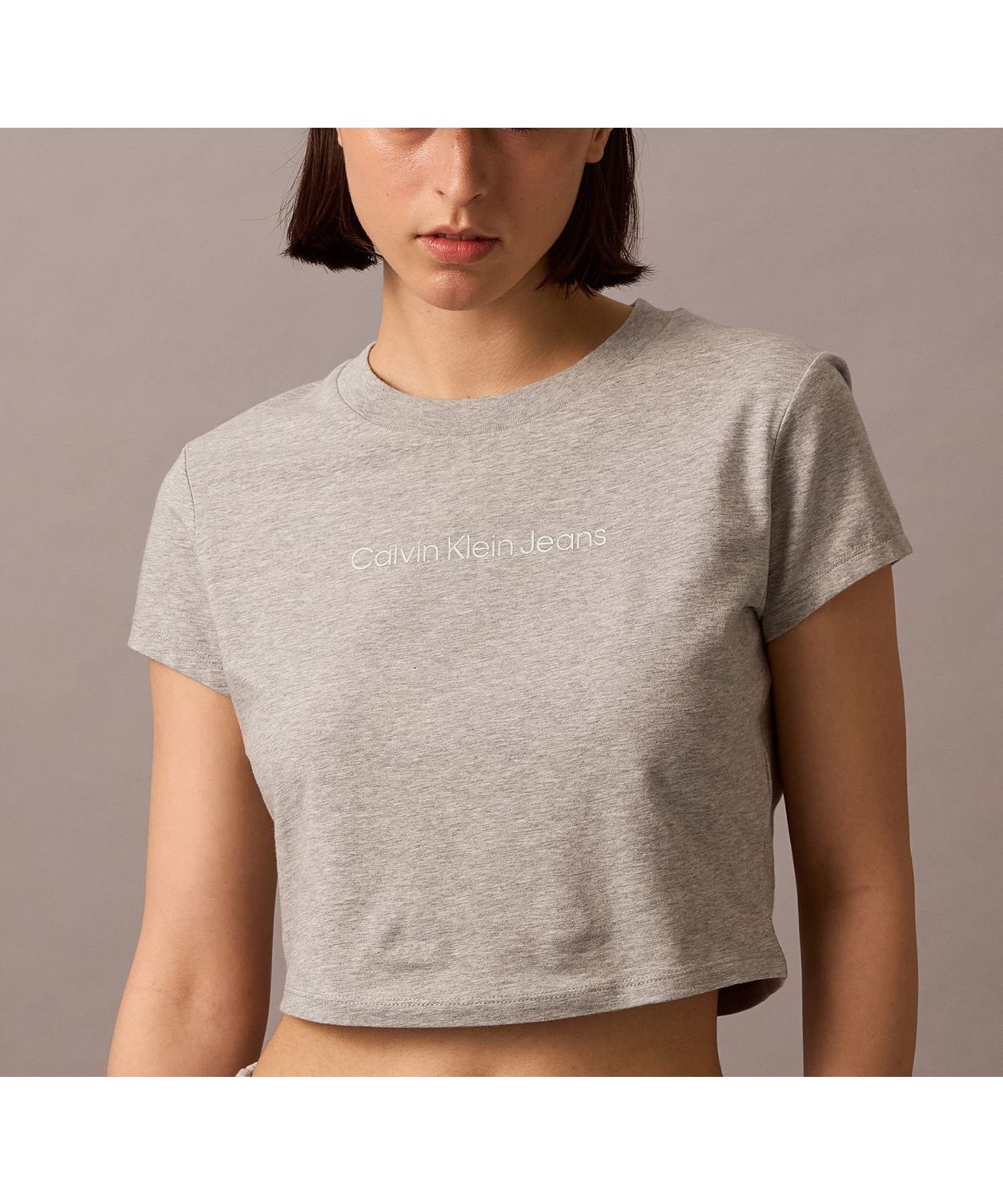 【カルバンクライン/Calvin Klein】の【公式ショップ】 カルバンクライン ベイビーTシャツ Calvin Klein Jeans 47AB817 インテリア・キッズ・メンズ・レディースファッション・服の通販 founy(ファニー) 　ファッション　Fashion　レディースファッション　WOMEN　トップス・カットソー　Tops/Tshirt　シャツ/ブラウス　Shirts/Blouses　ロング / Tシャツ　T-Shirts　BC06 Grey Heather|ID: prp329100004548687 ipo3291000000032359677