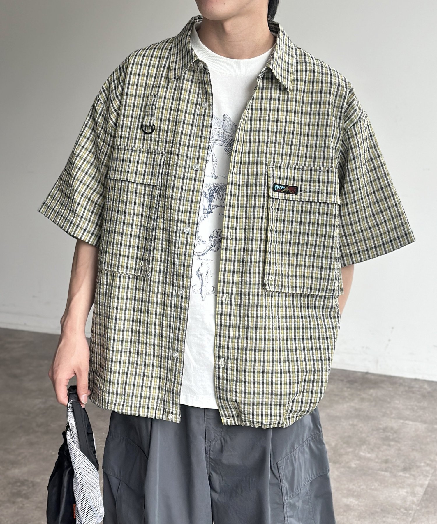 【シーピーシーエム/CPCM】の半袖チェックフィッシングシャツ インテリア・キッズ・メンズ・レディースファッション・服の通販 founy(ファニー) 　ファッション　Fashion　レディースファッション　Ladies' Fashion Online　トップス・カットソー　Tops/Tshirt　シャツ/ブラウス　Shirts/Blouses　アウトドア　Outdoor　半袖　Short Sleeve　グリーン|ID: prp329100004548696 ipo3291000000032647143