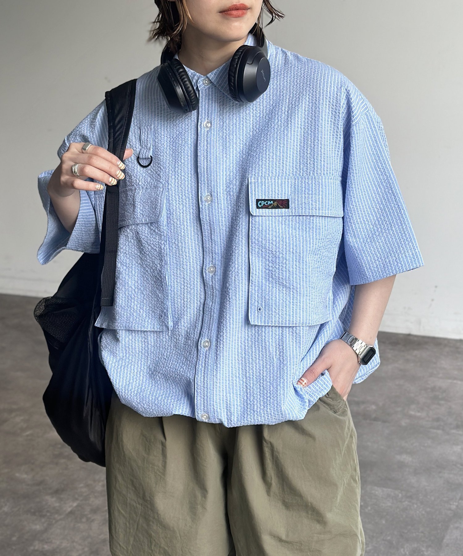 【シーピーシーエム/CPCM】の半袖チェックフィッシングシャツ インテリア・キッズ・メンズ・レディースファッション・服の通販 founy(ファニー) 　ファッション　Fashion　レディースファッション　Ladies' Fashion Online　トップス・カットソー　Tops/Tshirt　シャツ/ブラウス　Shirts/Blouses　アウトドア　Outdoor　半袖　Short Sleeve　ブルー|ID: prp329100004548696 ipo3291000000032647144