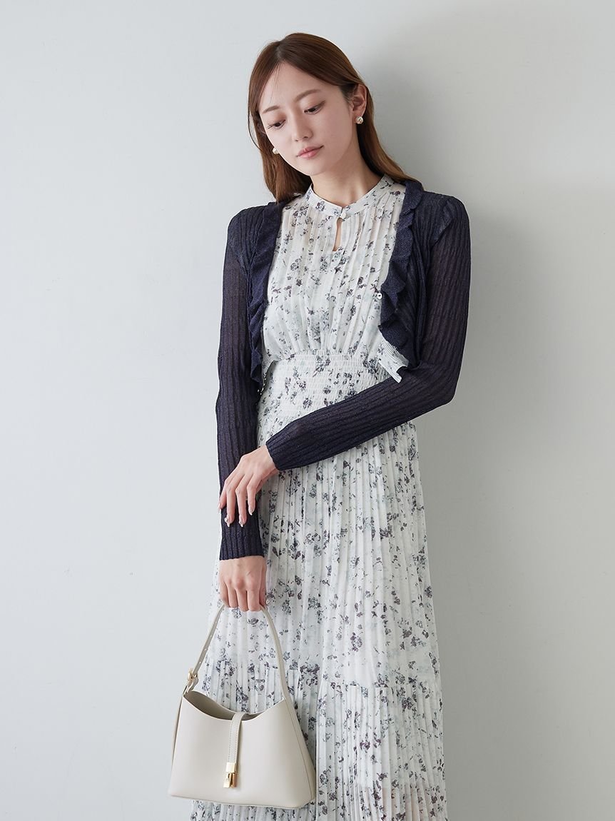 【スナイデル/SNIDEL】のシアーフリルカーディガン インテリア・キッズ・メンズ・レディースファッション・服の通販 founy(ファニー) 　ファッション　Fashion　レディースファッション　Fashion for Women　トップス・カットソー　Cut & Sew Tops　カーディガン・羽織り　Layered Style Cardigans　ウェーブ　Wavy Pattern　カーディガン　Cardigan, Knitwear　クロップド　Cropped, Short Length　スウィート　Sweet, Cute Style　トレンド　Trend, Trending Now　フェミニン　Feminine, Girly　フリル　Frill, Ruffle　フロント　Front, Front Design　おすすめ　Recommended / Our Picks　NVY[089]|ID: prp329100004548830 ipo3291000000033437299