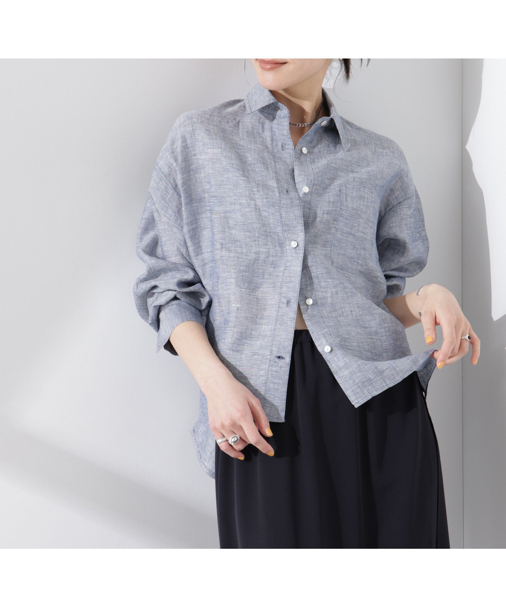 【ナノ ユニバース/nano universe】のヨーロピアンフラックス シアーシャツ(セットアップ可) 人気、トレンドファッション・服の通販 founy(ファニー) 　ファッション　Fashion　レディースファッション　Ladies' Fashion Online　トップス・カットソー　Tops/Tshirt　シャツ/ブラウス　Shirts/Blouses　ウォッシャブル　Washable　切替　Switching　スリット　Slit　セットアップ　Set Up　デニム　Denim　トレンド　Trend　ボトム　Bottom　ポケット　Pocket　リネン　Linen　おすすめ　Recommend　夏　Summer　ビジネス 仕事 通勤　Business　2025年　2025　2025春夏・S/S　Ss,Spring/Summer,2025　 other-1|ID: prp329100004548839 ipo3291000000032534297
