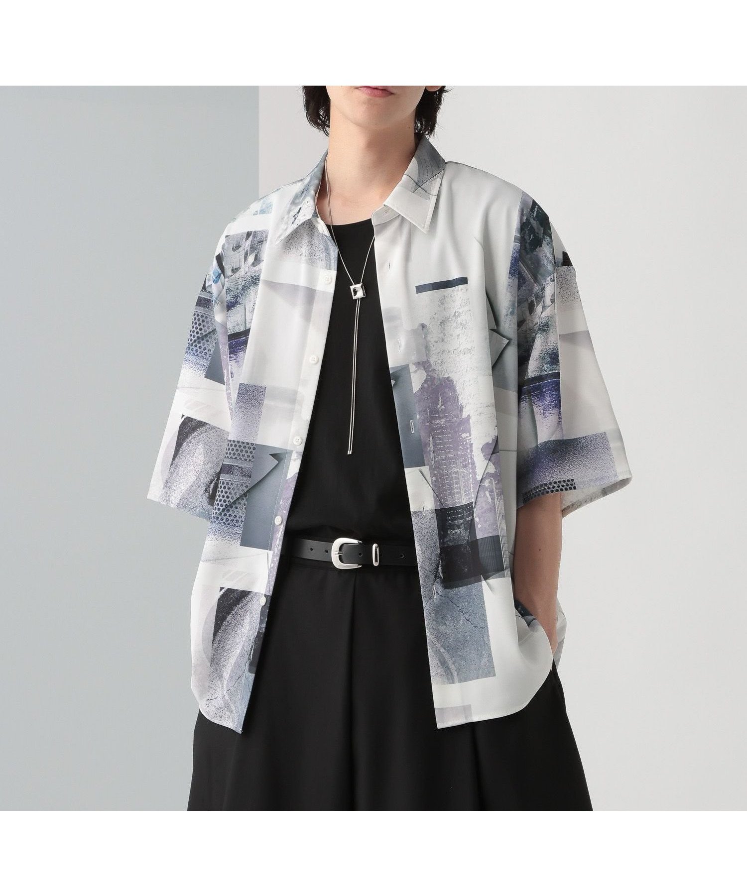 【ハレ/HARE / MEN】のマルチマテリアルパターンシャツSS インテリア・キッズ・メンズ・レディースファッション・服の通販 founy(ファニー) 　ファッション　Fashion　メンズファッション　Men's Style Online　グラフィック　Graphic　スタイリッシュ　Stylish　バランス　Balance　フィット　Fit　フラワー　Flower　プリント　Print　メンズ　Mens　モチーフ　Motif　モノトーン　Monotone　エレガント 上品　Elegant　ホワイト系その他05|ID: prp329100004548881 ipo3291000000032664141