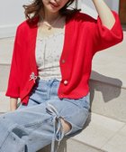 【マジェスティック レゴン/MAJESTIC LEGON】のチャームボタンUVカットカーディガン 人気、トレンドファッション・服の通販 founy(ファニー) ファッション Fashion レディースファッション Fashion for Women トップス・カットソー Cut & Sew Tops カーディガン・羽織り Layered Style Cardigans カーディガン Cardigan, Knitwear コンパクト Compact, Small Size ダウン Down, Puffer チャーム Charm, Pendant ドッキング Docking, Mixed Material ビジュー Bijou, Jewel-like Accent フリル Frill, Ruffle 再入荷 Restock / Back in Stock thumbnail レッド|ID: prp329100004548884 ipo3291000000032714747