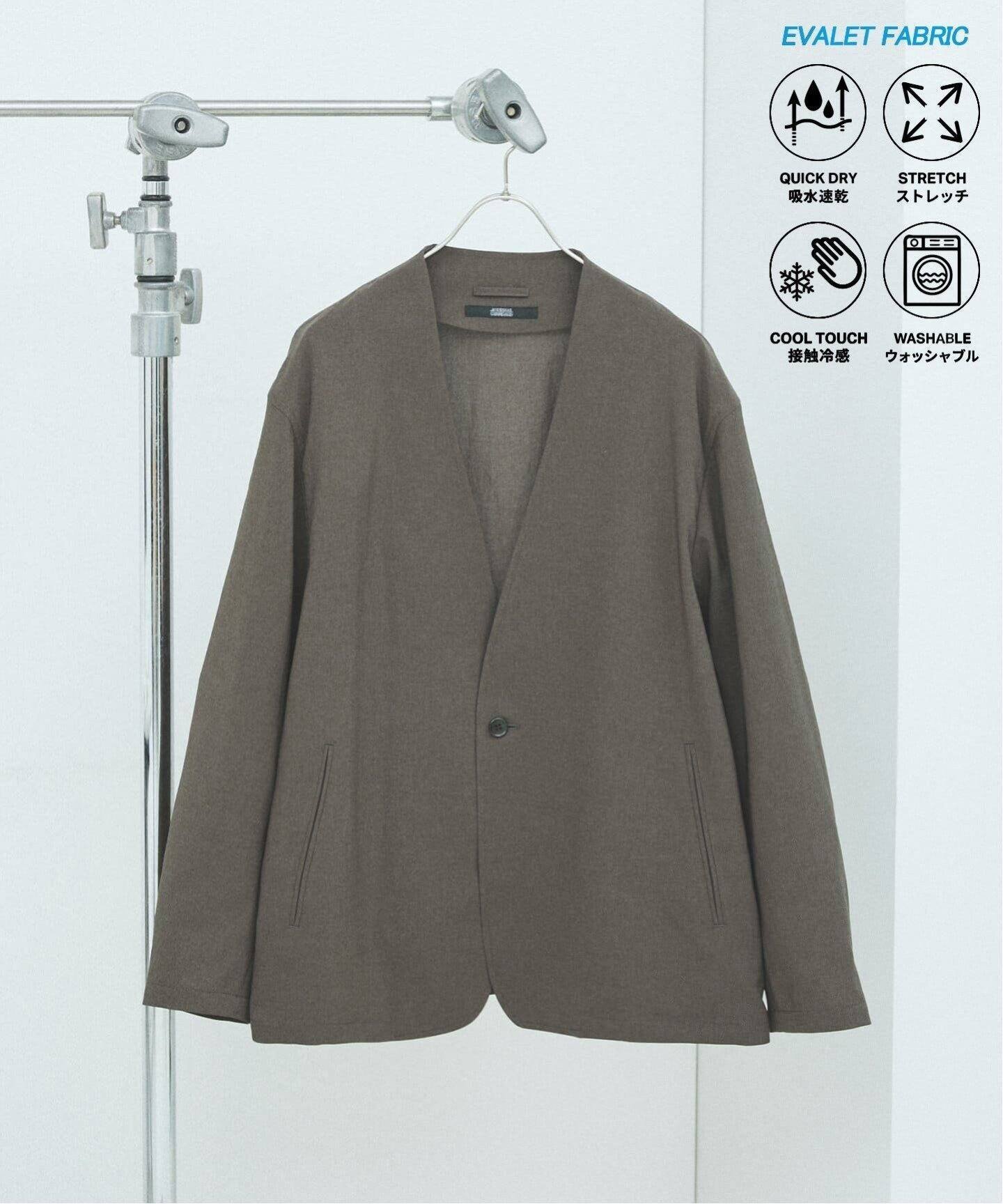 【ジャーナルスタンダード/JOURNAL STANDARD / MEN】の吸水速乾 / 通気性 EVALET ストレッチ ノーカラージャケット / セットアップ対応 インテリア・キッズ・メンズ・レディースファッション・服の通販 founy(ファニー) 　ファッション　Fashion　メンズファッション　MEN　セットアップ　Setup/Men　ウォッシャブル　Washable　カットソー　Cut And Sew　カーディガン　Cardigan　吸水　Water Absorption　軽量　Lightweight　ジャケット　Jacket　ストレッチ　Stretch　スマート　Smart　セットアップ　Set Up　デニム　Denim　定番　Standard　フロント　Front　メランジ　Melange　おすすめ　Recommend　夏　Summer　ブラウン A|ID: prp329100004548919 ipo3291000000032148654