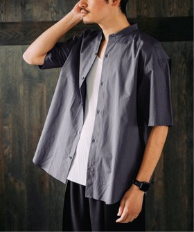 【エディフィス/EDIFICE / MEN】のTHOMAS MASON (トーマスメイソン) オーバーサイズ 半袖バンドカラーシャツ 人気、トレンドファッション・服の通販 founy(ファニー) ファッション Fashion メンズファッション MEN イタリア Italy バランス Balance ビッグ Big フィット Fit リラックス Relax 半袖 Short Sleeve |ID:prp329100004548934