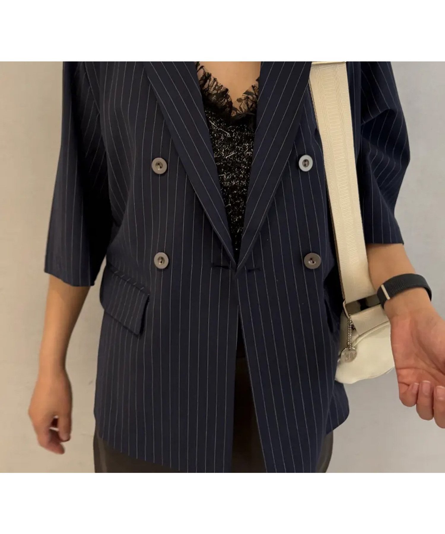 【ローズバッド/ROSE BUD】のCREOLME/HALF SLEEVE TAILORED JACKET インテリア・キッズ・メンズ・レディースファッション・服の通販 founy(ファニー) 　ファッション　Fashion　レディースファッション　WOMEN　アウター　Coat Outerwear　ジャケット　Jackets　ジャケット　Jacket　スリーブ　Sleeve　ダブル　Double　ノースリーブ　No Sleeve　ハーフ　Half　バランス　Balance　マニッシュ　Mannish　リラックス　Relax　NAVY|ID: prp329100004549056 ipo3291000000032150202