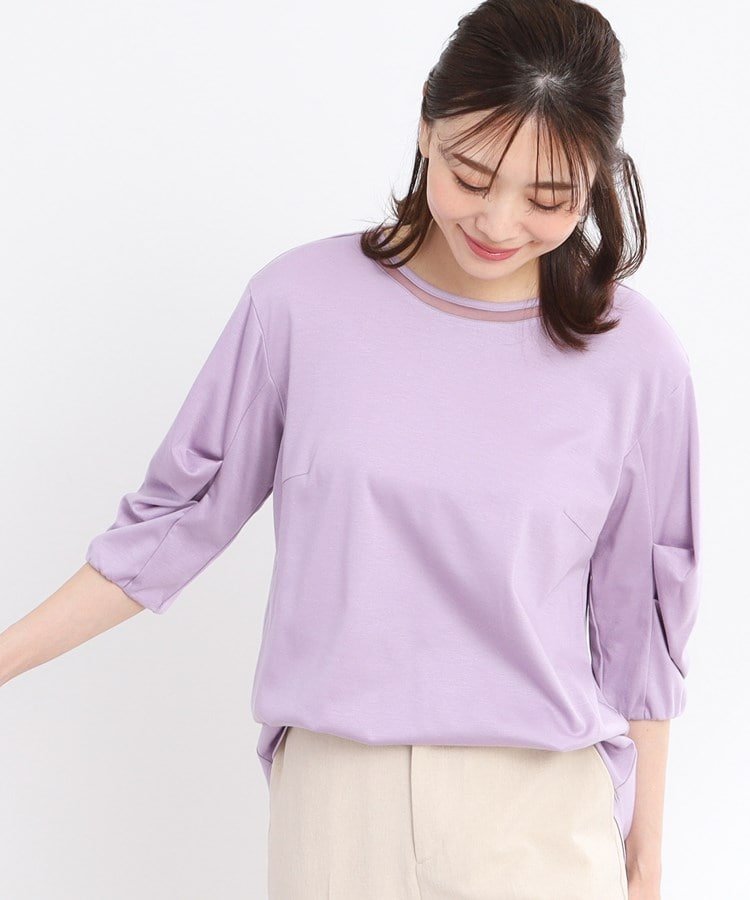 【リフレクト/Reflect】の【夏SALE/接触冷感/洗える】六分袖ジャージプルオーバー インテリア・キッズ・メンズ・レディースファッション・服の通販 founy(ファニー) 　ファッション　Fashion　レディースファッション　Fashion for Women　トップス・カットソー　Cut & Sew Tops　カジュアルプルオーバー・ニットトップス　Pullovers & Knit Tops / Casual Pullovers　オーガンジー　Organza Fabric　シルケット　Silket, Silky Cotton　夏　Summer　洗える　Machine Washable　パープル|ID: prp329100004549070 ipo3291000000033029215
