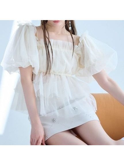【リリーブラウン/Lily Brown】の【WEB限定カラー】3wayペプラムチュールブラウス インテリア・キッズ・メンズ・レディースファッション・服の通販 founy(ファニー) https://founy.com/ ファッション Fashion レディースファッション Fashion for Women トップス・カットソー Cut & Sew Tops シャツ・ブラウス・オフィスカジュアル Elegant Blouses & Button-Ups |ID: prp329100004549072 ipo3291000000032697334