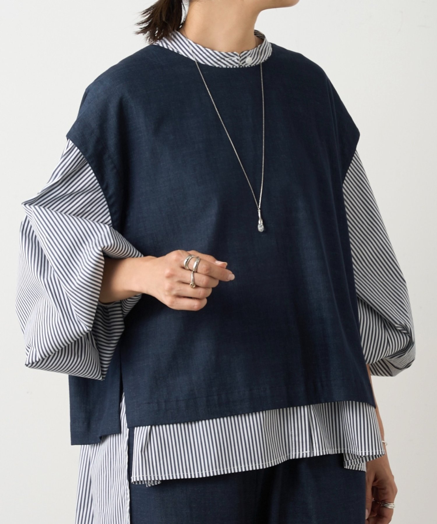 【その他のブランド/Other】のショートベスト インテリア・キッズ・メンズ・レディースファッション・服の通販 founy(ファニー) 　ファッション　Fashion　レディースファッション　Ladies' Fashion Online　アウター　Coat Outerwear　トップス・カットソー　Tops/Tshirt　ベスト/ジレ　Gilets/Vests　ショート　Short　セットアップ　Set Up　タンク　Tank　ドレープ　Drape　ベスト　Vest　半袖　Short Sleeve　羽織　Haori　おすすめ　Recommend　インディゴブルー|ID: prp329100004549620 ipo3291000000032666387