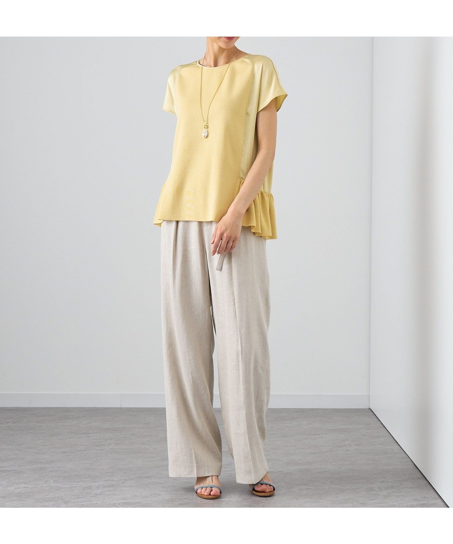 【アナイ/ANAYI】の布帛コンビフリルヘム プルオーバー インテリア・キッズ・メンズ・レディースファッション・服の通販 founy(ファニー) 　ファッション　Fashion　レディースファッション　WOMEN　トップス・カットソー　Tops/Tshirt　プルオーバー　Pullover　イエロー　Yellow　サテン　Satin　サマー　Summer　スマート　Smart　セットアップ　Set Up　タイトスカート　Tight Skirt　ドッキング　Docking　パイピング　Piping　フリル　Frills　ブルゾン　Blouson　プリント　Print　リボン　Ribbon　再入荷　Restock/Back In Stock/Re Arrival　夏　Summer　yellow|ID: prp329100004549652 ipo3291000000032333866