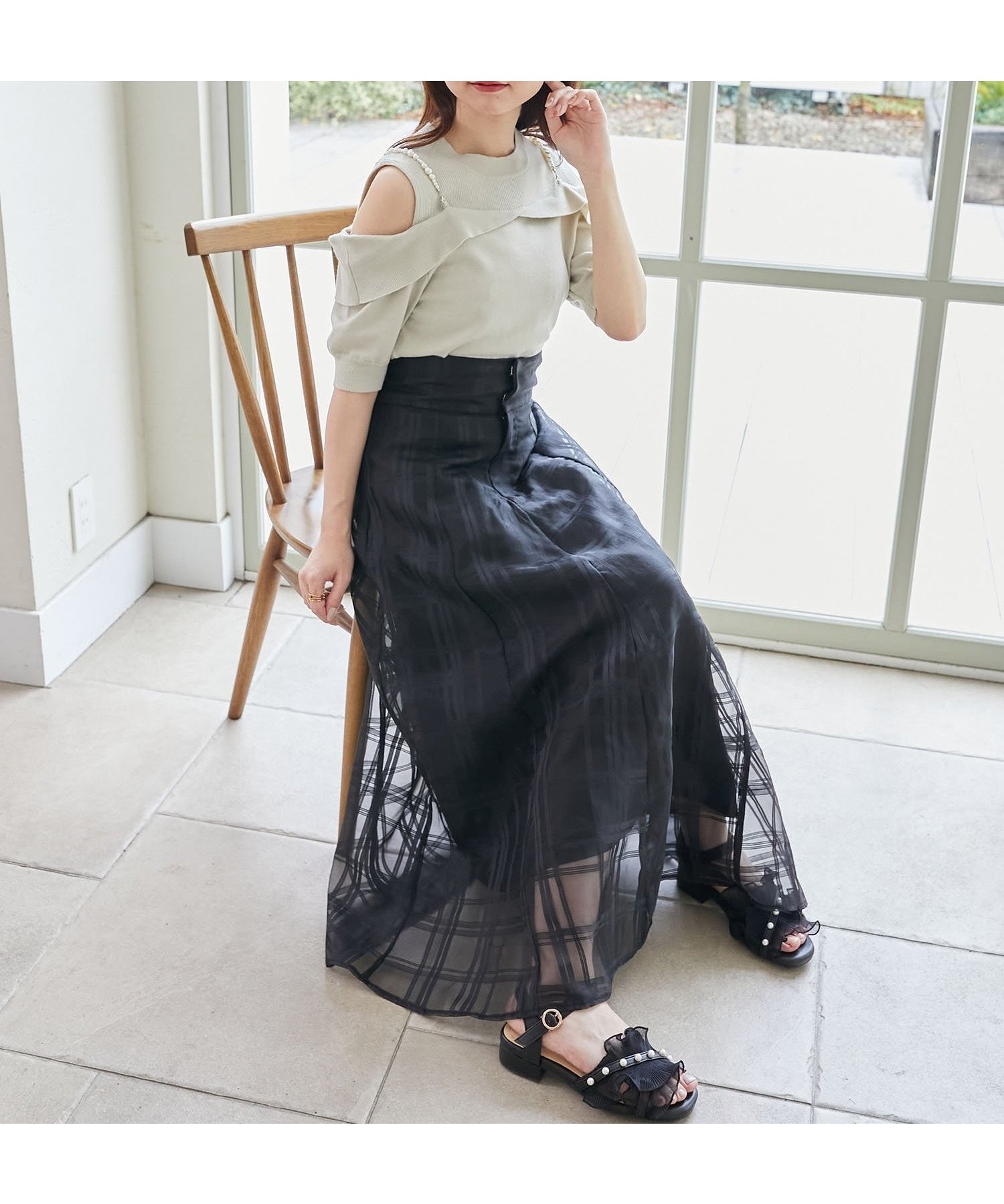 【マジェスティック レゴン/MAJESTIC LEGON】のバックレースアップフレアスカート インテリア・キッズ・メンズ・レディースファッション・服の通販 founy(ファニー) 　ファッション　Fashion　レディースファッション　Ladies' Fashion Online　スカート　Skirt　Aライン/フレアスカート　Flared A-Line Skirts　シアー　Sheer　フレア　Flare　ロング　Long　定番　Standard　ブラックベース柄|ID: prp329100004549683 ipo3291000000032679072