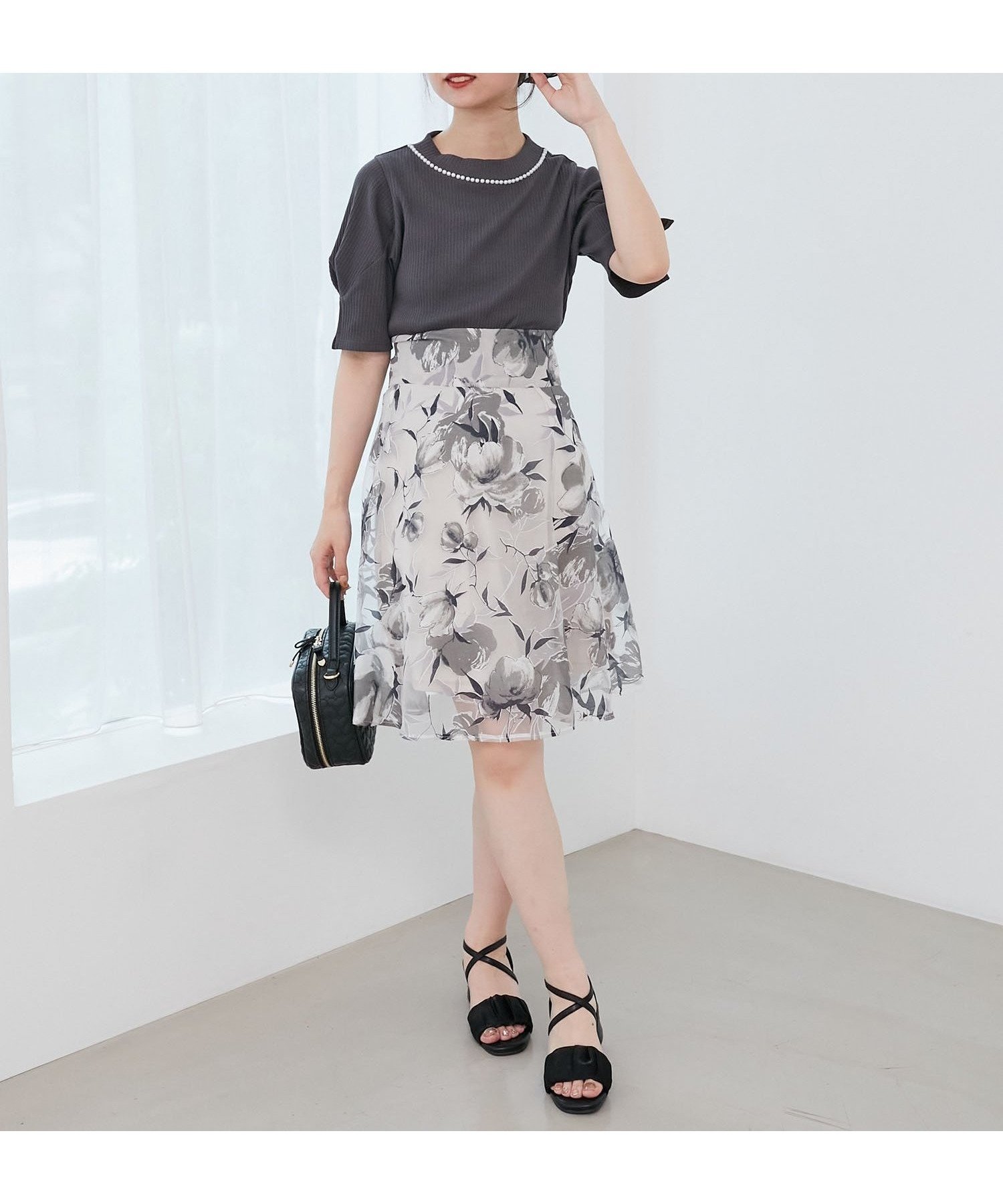 【マジェスティック レゴン/MAJESTIC LEGON】のバックレースアップフレアスカート インテリア・キッズ・メンズ・レディースファッション・服の通販 founy(ファニー) 　ファッション　Fashion　レディースファッション　Ladies' Fashion Online　スカート　Skirt　Aライン/フレアスカート　Flared A-Line Skirts　シアー　Sheer　フレア　Flare　ロング　Long　定番　Standard　グレー|ID: prp329100004549683 ipo3291000000032679079