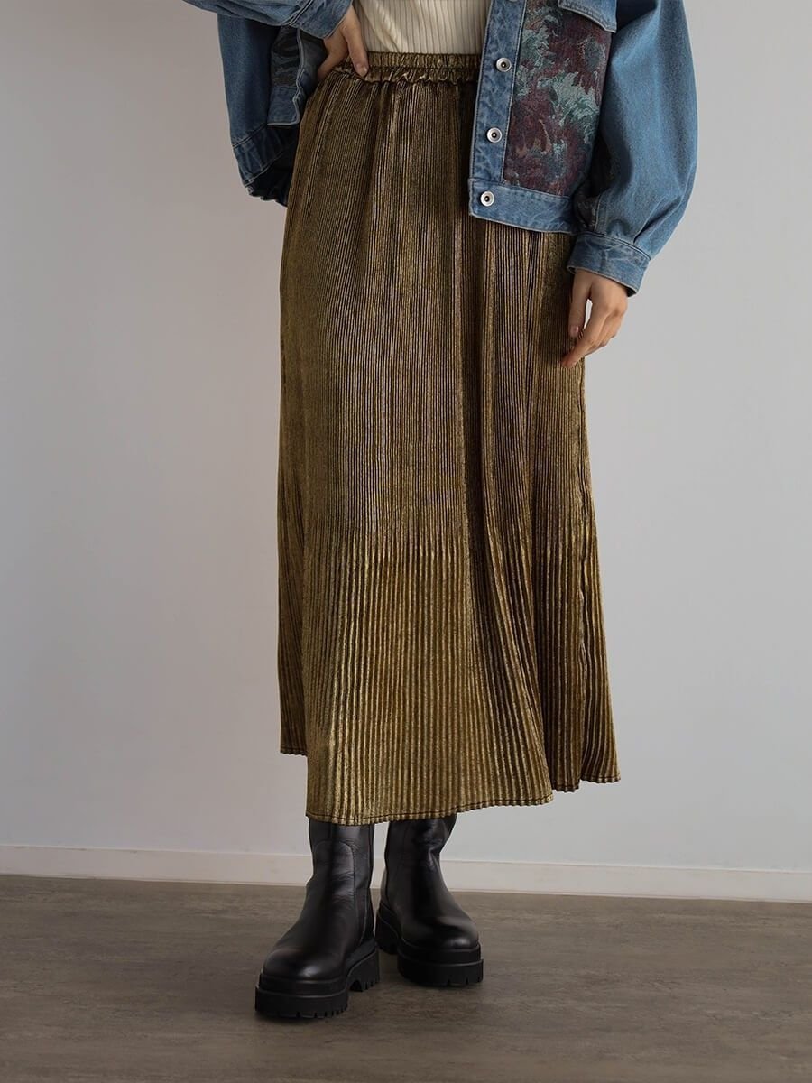 【ラシュッド/LASUD】のグリッタープリーツスカート インテリア・キッズ・メンズ・レディースファッション・服の通販 founy(ファニー) 　ファッション　Fashion　レディースファッション　Ladies' Fashion Online　スカート　Skirt　プリーツスカート　Pleated Skirts　プリント　Print　プリーツ　Pleats　エレガント 上品　Elegant　ゴールド|ID: prp329100004549728 ipo3291000000032655966