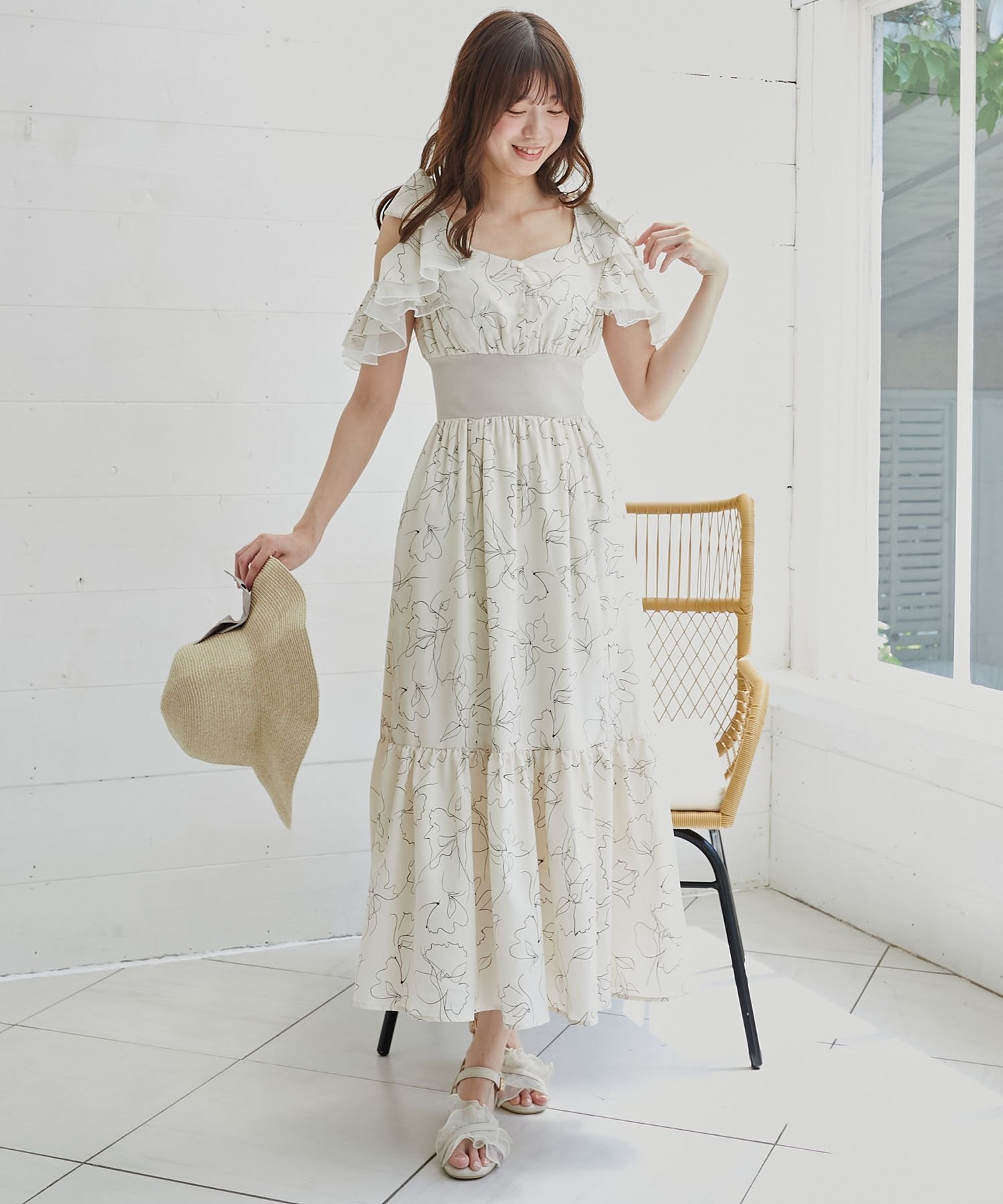 【マジェスティック レゴン/MAJESTIC LEGON】のフリルリボンコルセットワンピース インテリア・キッズ・メンズ・レディースファッション・服の通販 founy(ファニー) 　ファッション　Fashion　レディースファッション　Ladies' Fashion Online　ワンピース　Dress　コルセット　Corset　デコルテ　Decolletage　フィット　Fit　フェイク　Fake　フェミニン　Feminine　フリル　Frills　リボン　Ribbon　アイボリー柄|ID: prp329100004549799 ipo3291000000032625815